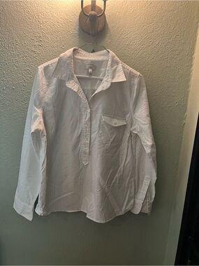J. Crew White  Cotton Pullover Shirt